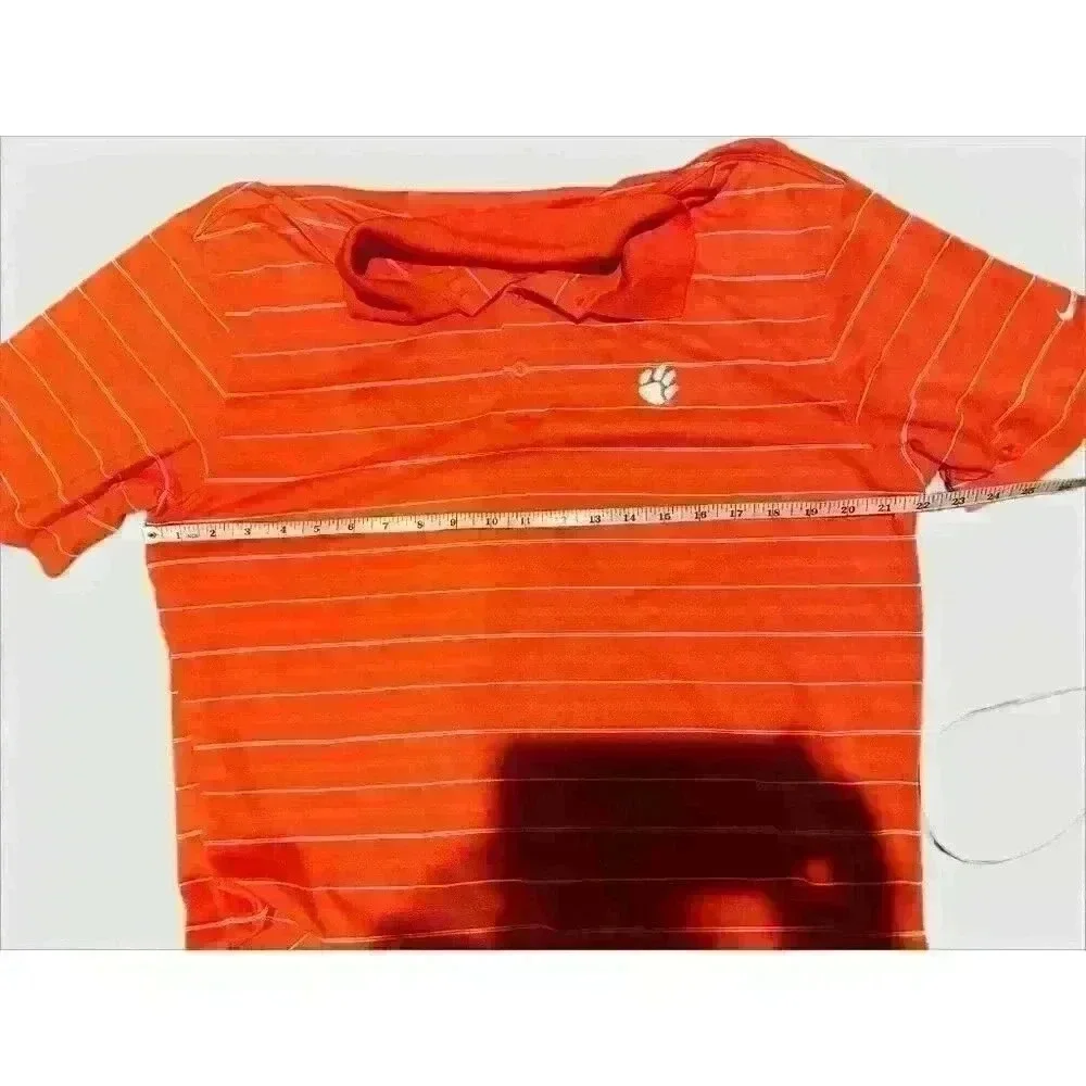 Mens Nike Clemson Tigers Golf Polo Large Dri Fit Orange stripe Paw Logo M